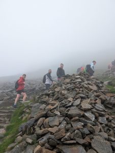 climbing a mountain