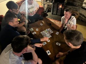 group playing cards
